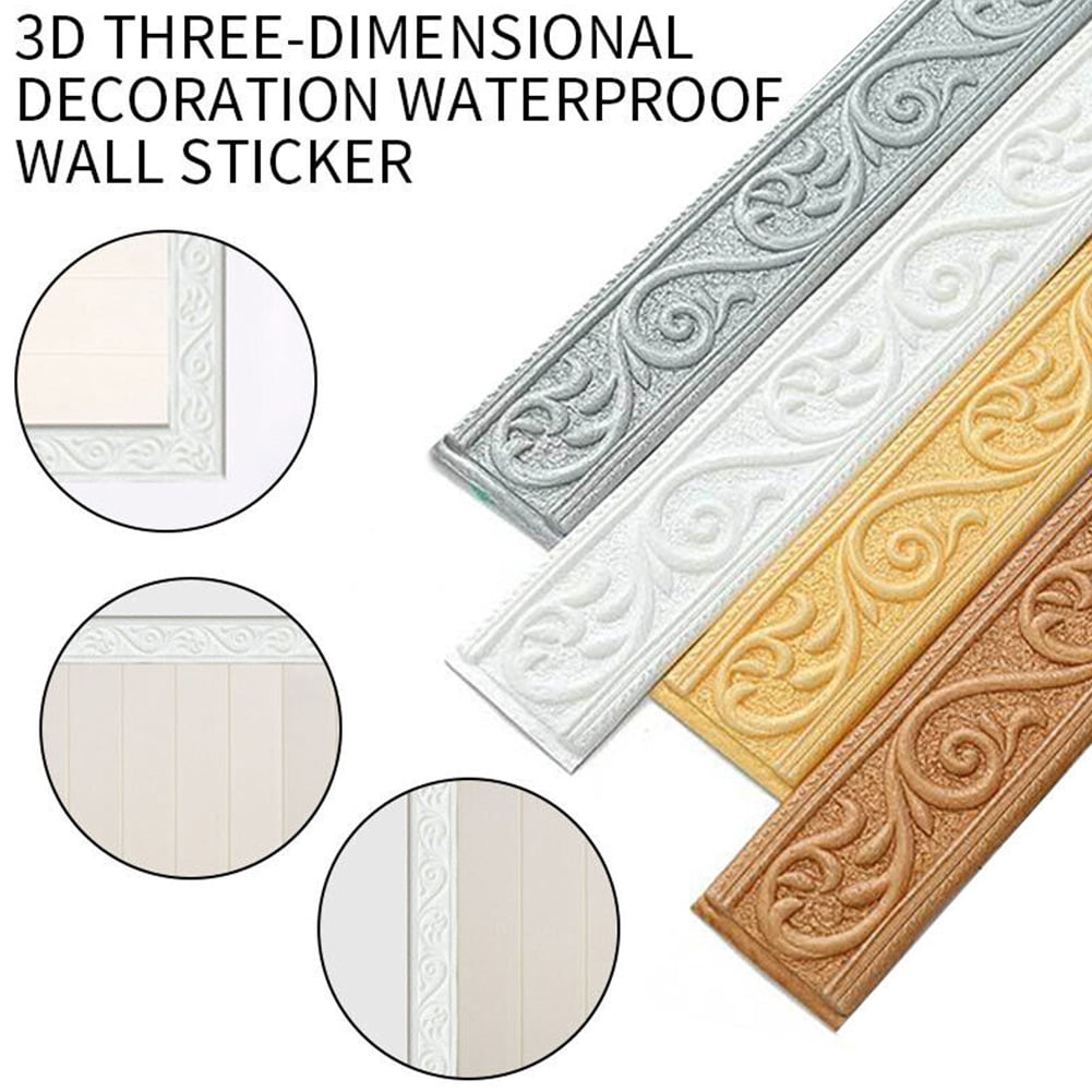 3D Tiles Diy Sticker Waterproof Skirting Sticker Border Self-Adhesive ...