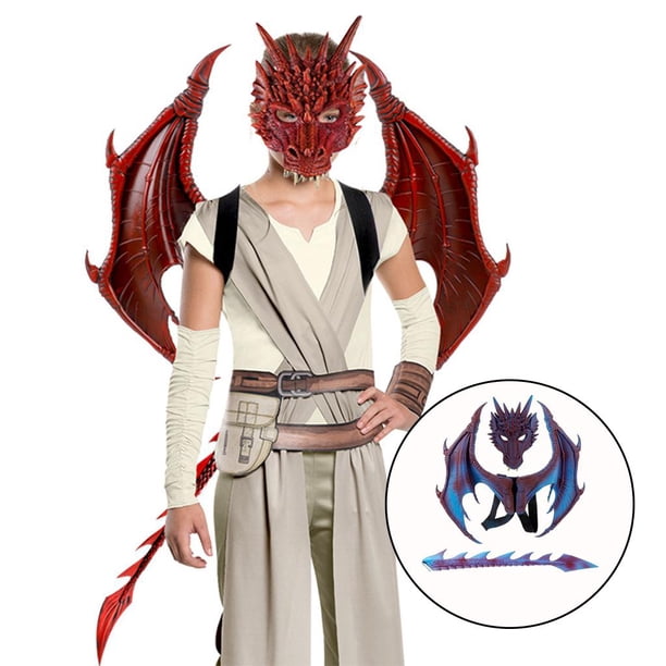 Disfraz de dragón para niños, niñas, alas de dragón, cola de dragón, de de dragón para niños, accesorios de cosplay de Halloween Púrpura