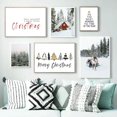 thumbnail image 3 of Póster estético de decoración navideña, carteles e impresiones de alce de bosque de invierno de Navidad, decoración nórdica para el hogar, arte de pared, pintura en lienzo, 3 of 4