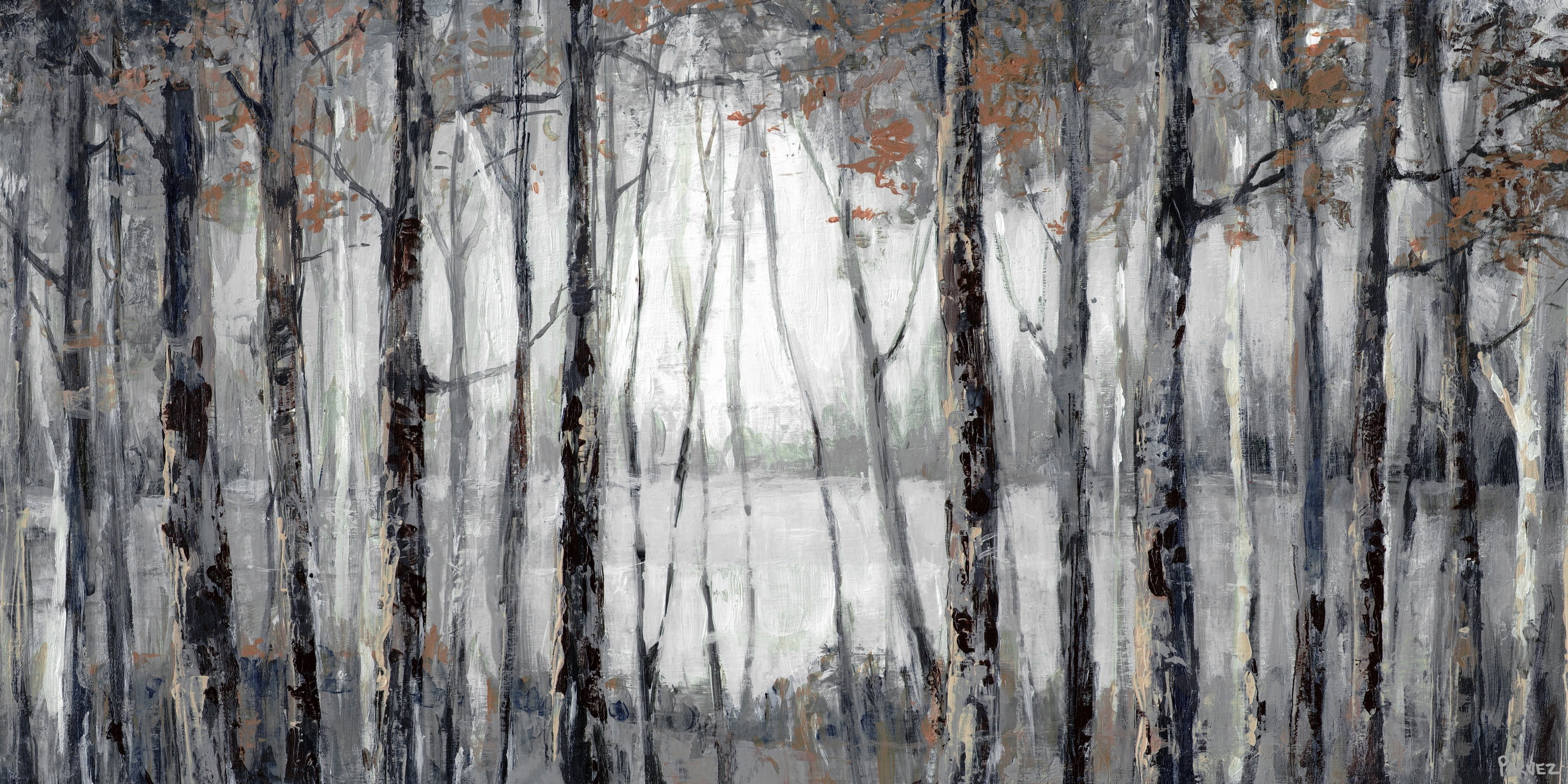 Parvez Taj "Dusky Autumn Lake" Painting Print on Wrapped Canvas