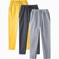 thumbnail image 4 of NOLDARES 3 Pack Men's Lightweight Sweatpants Fall Winter Wide Leg Drawstring Open Bottom Pants Gym Baggy Lounge Joggers with Pockets,Yellow,XL, 4 of 4