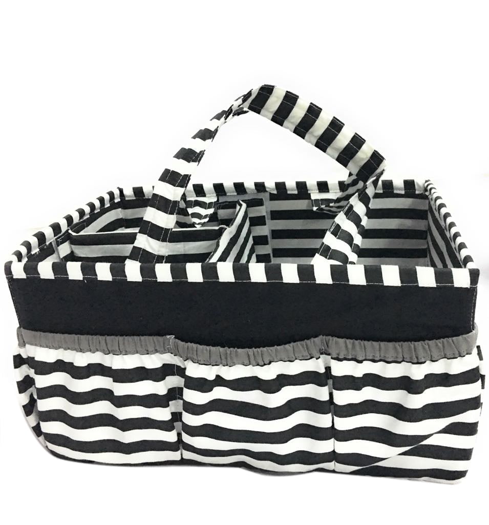 Bacati - Nursery Storage Caddy Dots Pin Stripes Black Neutral