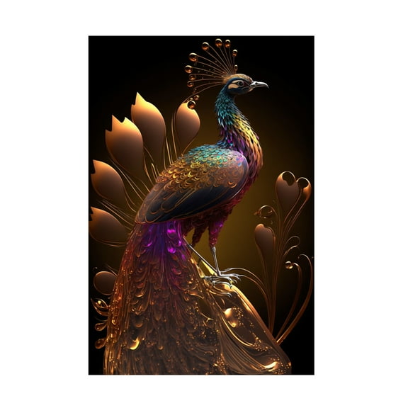 Canvas Wall Art - Ray Heere 'Proud Peacocks 35' Wall Art for Living Room, Bedroom, or Office Décor by Trademark Fine Art - 12 x 19 Inches