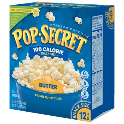 (4 pack) Pop Secret Microwave Popcorn, 100 Calorie Butter Flavor, 1.1 oz Mini Bags, 12 Ct