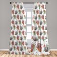 thumbnail image 4 of Ambesonne Floral Curtains, Cactus Botanical Motifs Art, Pair of 28"x84", Coral Almond Green Blush, 4 of 4