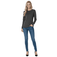 thumbnail image 2 of YEMAK Women's Knit Pullover Sweater – Long Sleeve Crewneck Soft Casual Lightweight Basic Solid Knitted Top, 2 of 3