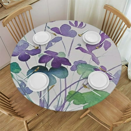 

SHERONV Flowers Leaves Round Tablecloth Stain-Resistant Washable Indoor Outdoor 100% Polyester Full Width Single-Sided Printing Table Cover Ideal for Restaurants Weddings Parties 46 -50