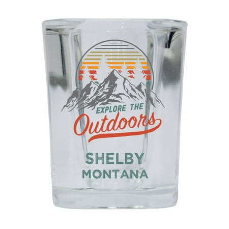 

Shelby Montana Explore the Outdoors Souvenir 2 Ounce Square Base Liquor Shot Glass 4-Pack