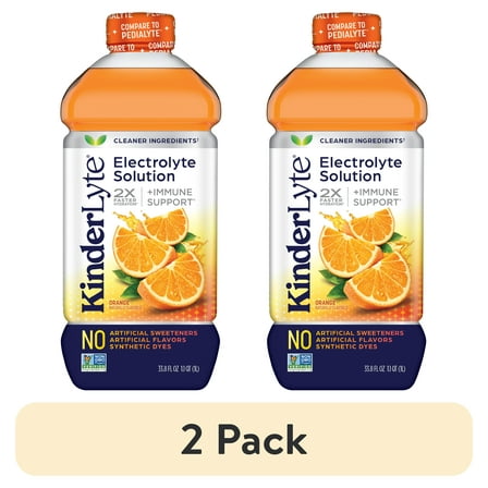 (2 pack) KinderLyte Electrolyte Drink for Kids & Adults, Orange, 1 Liter