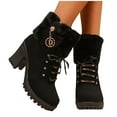 thumbnail image 5 of Xfvqtps Winter Ankle Boots for Women Fashion Chunky Block Heel Lace up Booties Comfortable Warm Casual Shoes with Metal Buckle Detail Black, 5 of 7