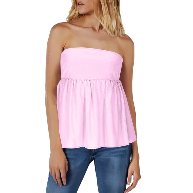 Timegard Hauts pour Femmes Tendance Été Sans Manches à Volants Tunique Mignonne Hauts Habillés Décontractés Amples