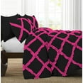 thumbnail image 2 of D.N.G. BEDDINGS 3 Piece Luxury Two Tone Diamond Ruffle Pattern Comforter Set Premium Super Soft All Season 800 Thread Count, 100% Egyptian Cotton, Twin/Twin XL Size Hot Pink/Black Solid Color, 2 of 4