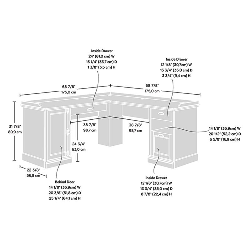 Sauder Barrister Lane L Shaped Computer Desk In Salt Oak