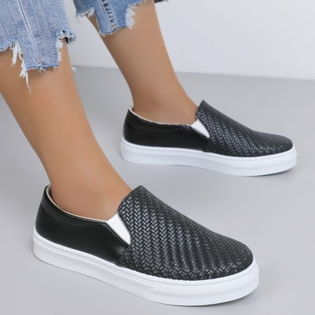

uikmnh Women Shoes Flat Solid Color Casual Shoes Soft Bottom One Foot Penetrating Single Slip Non Slip Soft Bottom Breathable Casual Shoes Black 7.5