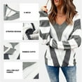 thumbnail image 3 of Aleumdr Women's Dark Gray Sweater Tops Stripe Knit V Neck Long Sleeve Jumper Tops M, 3 of 9