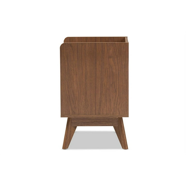 Baxton Studio Brighton Mid Century Modern White and Walnut Wood 3 Drawer Storage Nightstand