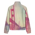 thumbnail image 6 of Jackets for Women Winter Coat Jackets Flannel Stand Collar Jacket(Golden Gate Bridge Sunset,Size:S-4XL), 6 of 7