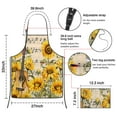 thumbnail image 3 of Beige Music Sunflower Guitar Pattern Apron-Garden Aprons for Women with Pockets-Cotton Linen Waterproof Kitchen Cooking Gardening Aprons Adjustable for Kitchen,Cooking,BBQ and Salon 33x27 Inch, 3 of 7