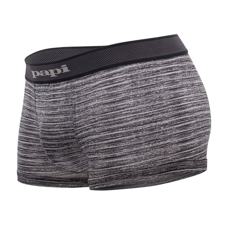 papi Men's Brazilian Cool Trunk Boxer Briefs Pack of 2 Comfort Fitting  Underwear, Stripe-Black/Grey, Small 