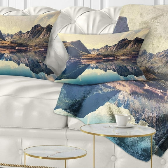 Designart Norway Summer Mountains - Landscape Photography Throw Pillow - 12x20