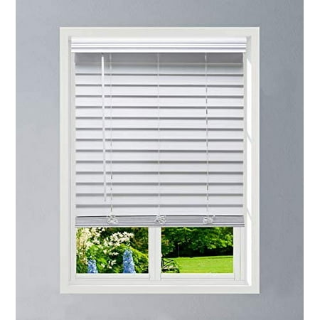 

cordless faux wood blind white 49 w x 48 h flush inside mount (no valance returns)