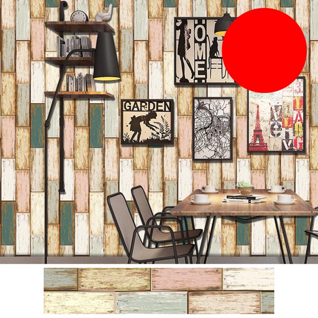 Amdohai 1PC Self Adhesive Wood Grain Retro Tile Stickers Waterproof PVC Removable Wall Stickers Decals DIY Wallpapers for Kitchen Bathroom Home Tidy Protection