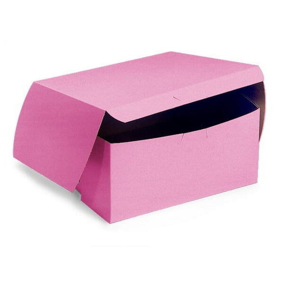 Pack Of 200, 7 X 7 X 4" Solid Pink Bakery Boxes 1-Piece Lock Corner Box For Cakes, Pies, Cupcakes Made In USA