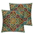 thumbnail image 2 of Acheng  Mandala Throw Pillow Cushion Cover, Ethnic Themed Pattern of Cultural Style Eastern Medieval Motifs Oriental and Folk Details, Decorative Square Accent Pillow Case,  2 pcs, Teal Indigo White, 2 of 6