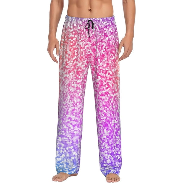 Fotbe Colorful Glitters Pantalones de Pijama para Hombre, Pantalones de Dormir, Pantalones de Casa con Cintura Ajustable y Bolsillos-Small