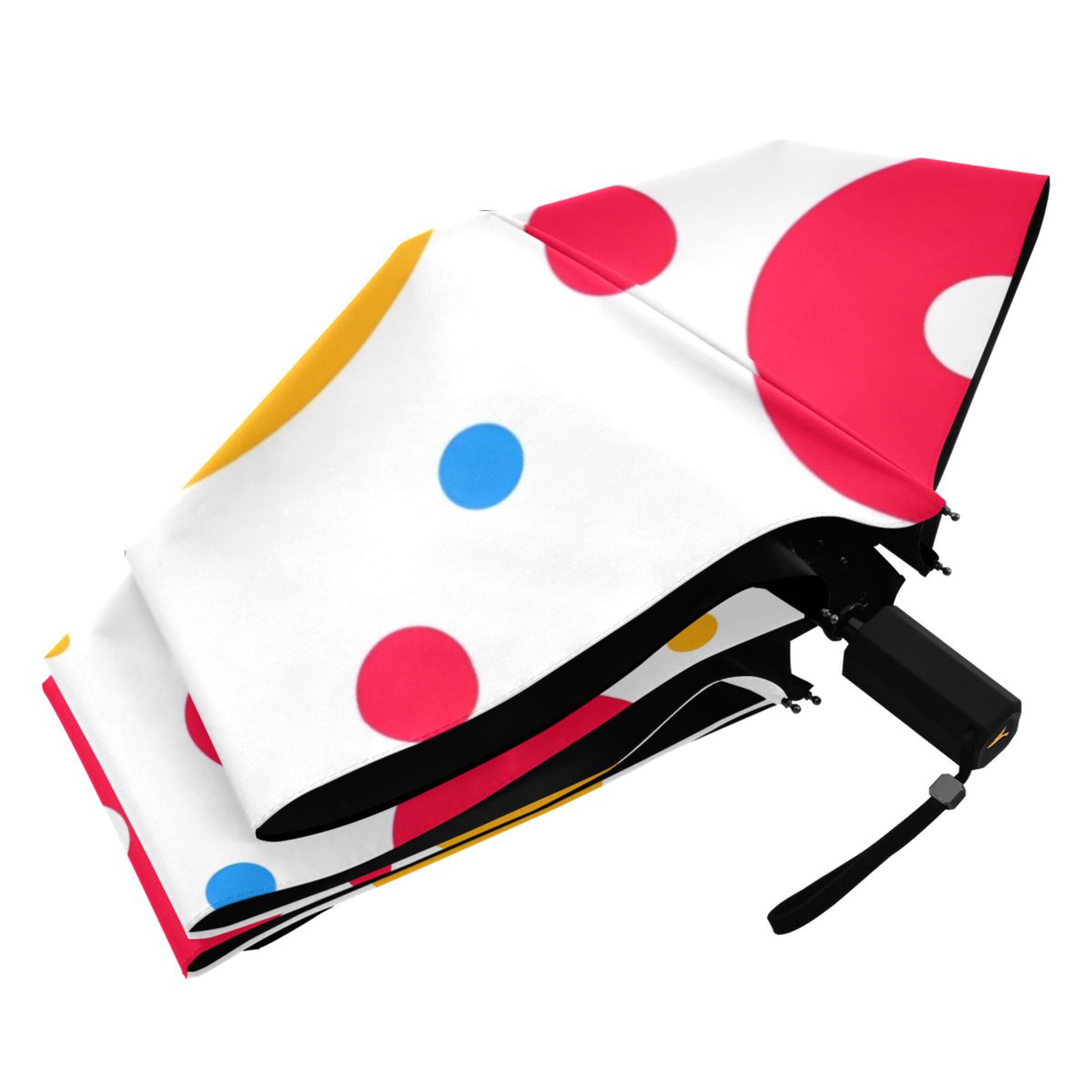 ALAZA Circle Polka Dots UPF 50+ Compact Folding Umbrella for Rain Travel Umbrella Packable