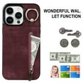 thumbnail image 2 of ELEHOLD For iPhone 11 Pro, Wallet Case with Card Slot Holder,RFID Blocking,Built-in 360°Rotating Ring Kickstand Zipper Retro Purse Shockproof Case Cover, winered, 2 of 8