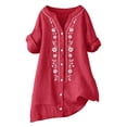 thumbnail image 3 of Vinsonshop Embroidered Tops for Women Cotton Linen Peasant Blouses Summer Gauze Shirts Retro Embroidered Boho Peasant Tops Fashion 2026 Cute Summer Clothes (S-3XL), 3 of 7