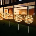 thumbnail image 2 of Juego de 4 luces solares para jardín de exterior, 480 LED, impermeables, alimentadas por energía solar, 8 modos de iluminación con control remoto para patio, fiesta de Navidad, jardín (amarillo) decor, 2 of 5