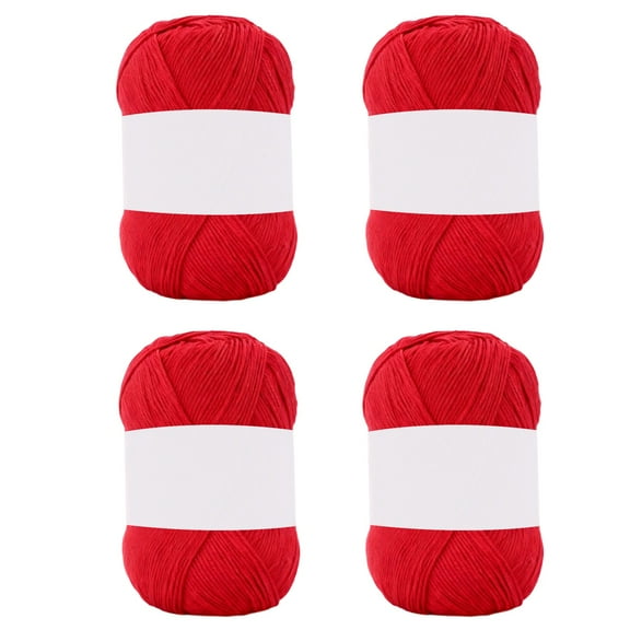 4 Pcs Red Yarn, 70% Wood Charcoal Fiber, 30% Long Cotton, Fine Cotton Thread, DIY Sweaters, Coats, Little One Yarn