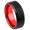 Red, variant on Tungsten Black Plated Green Anodized Aluminum Sleeve Ring Size 14