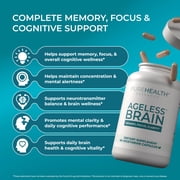 Ageless Brain Memory Supplements for Adults, Nootropic Brain Supplement, Brain Health Supplements for Adults with Vitamin B6, Alpha GPC, Bacopa Monnieri by PureHealth Research