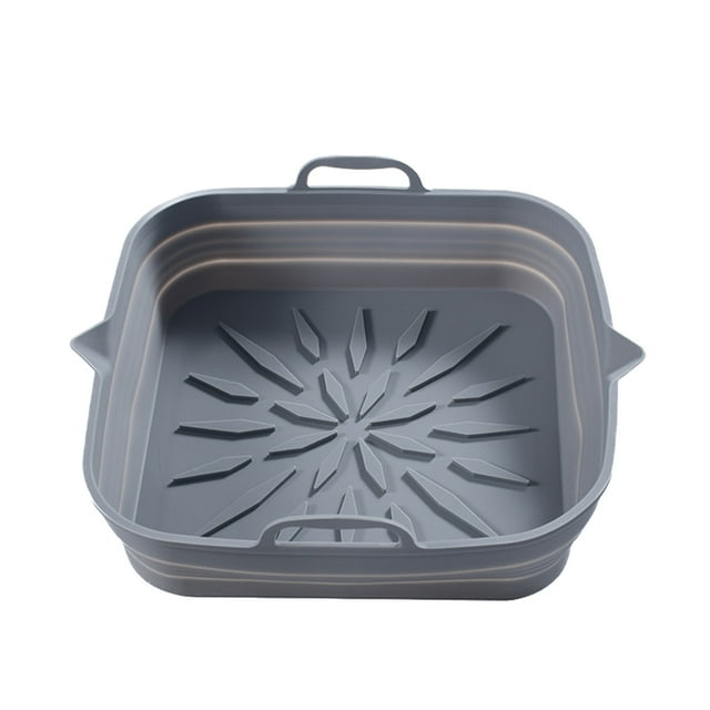 Freidora de aire Btafrte Cuadrada silicona Bandeja para Hornear Cesta Pollo Frito gris