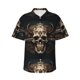 thumbnail image 1 of Fotbe Metal Style Horned Skull Camisa Hawaiana para Hombre Unisex – Camisa Casual de Verano con Botones de Manga Corta de Algodón y Lino,XX-Large, 1 of 7