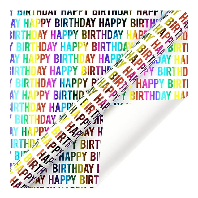 Ltdhehe Mini Short Birthday Wrapping Paper Colorful Foil With Stripes Dots Happy Birthday Lettering Gift Wrapping Paper For Holiday Birthday Wedding