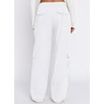 thumbnail image 2 of HOTAPEI Baggy Cargo Pants for Women Casual Wide Leg Pants Loose High Waisted Pants Straight Leg Pants Trousers with 6 Metal Button Pockets, 2 of 2
