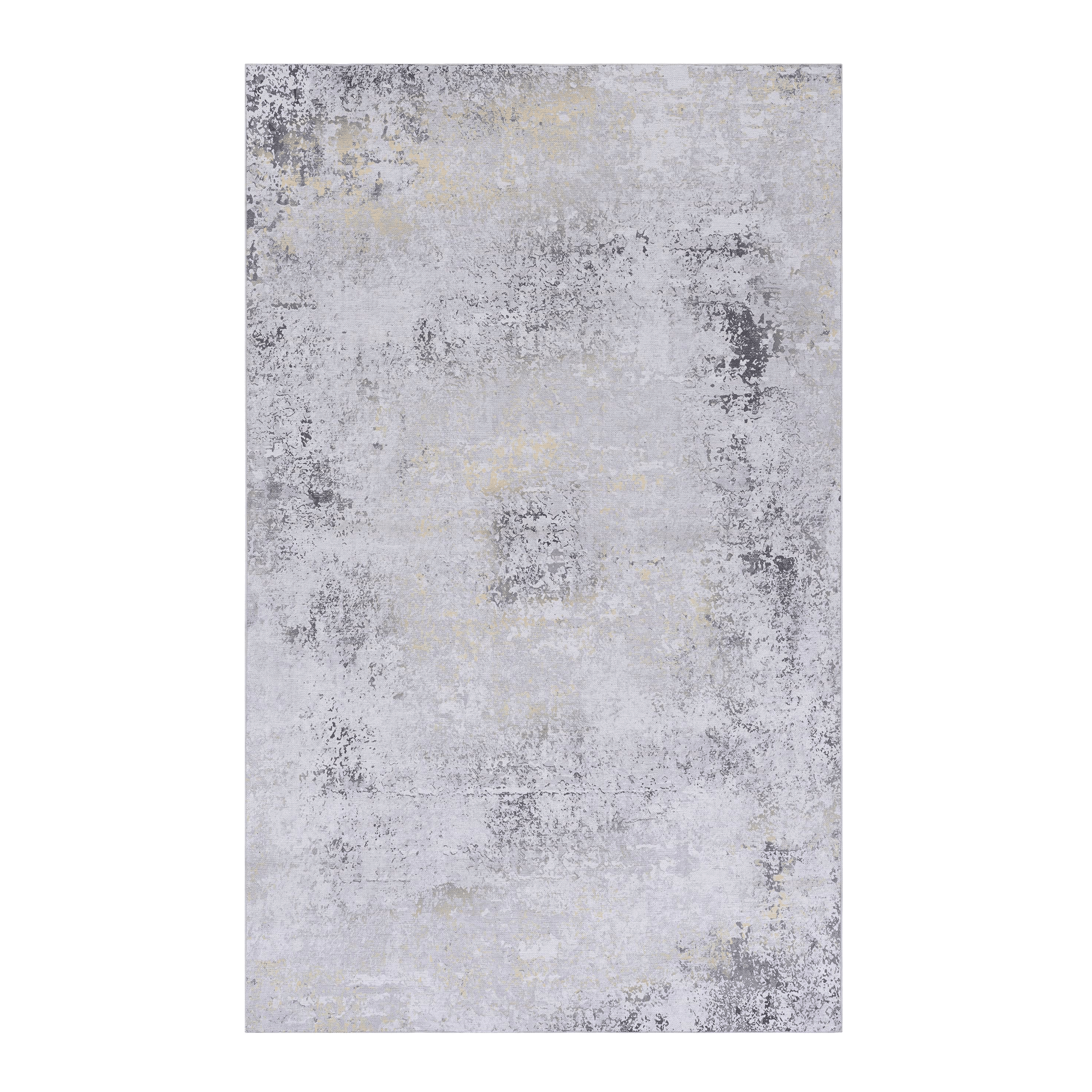 5' x 8' Gray Gold Vintage Area Rug, Machine Washable Low-Pile Foldable Rug, Non-Slip Non-Shedding Stain Resistant Carpet for Living Room Bedroom Kitchen Kids Pets