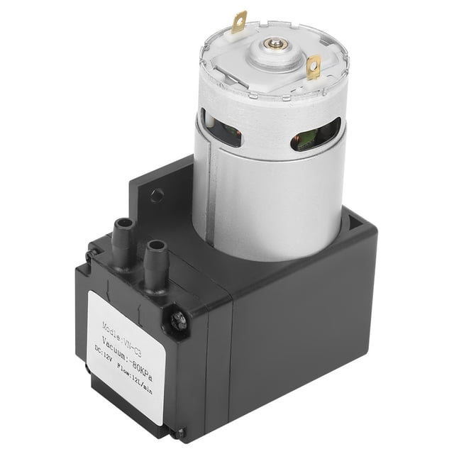 Mini bomba de vacío sin aceite pequeña de 12 V CC y 12 W, caudal de 80 kPa, 12 l/min para gas