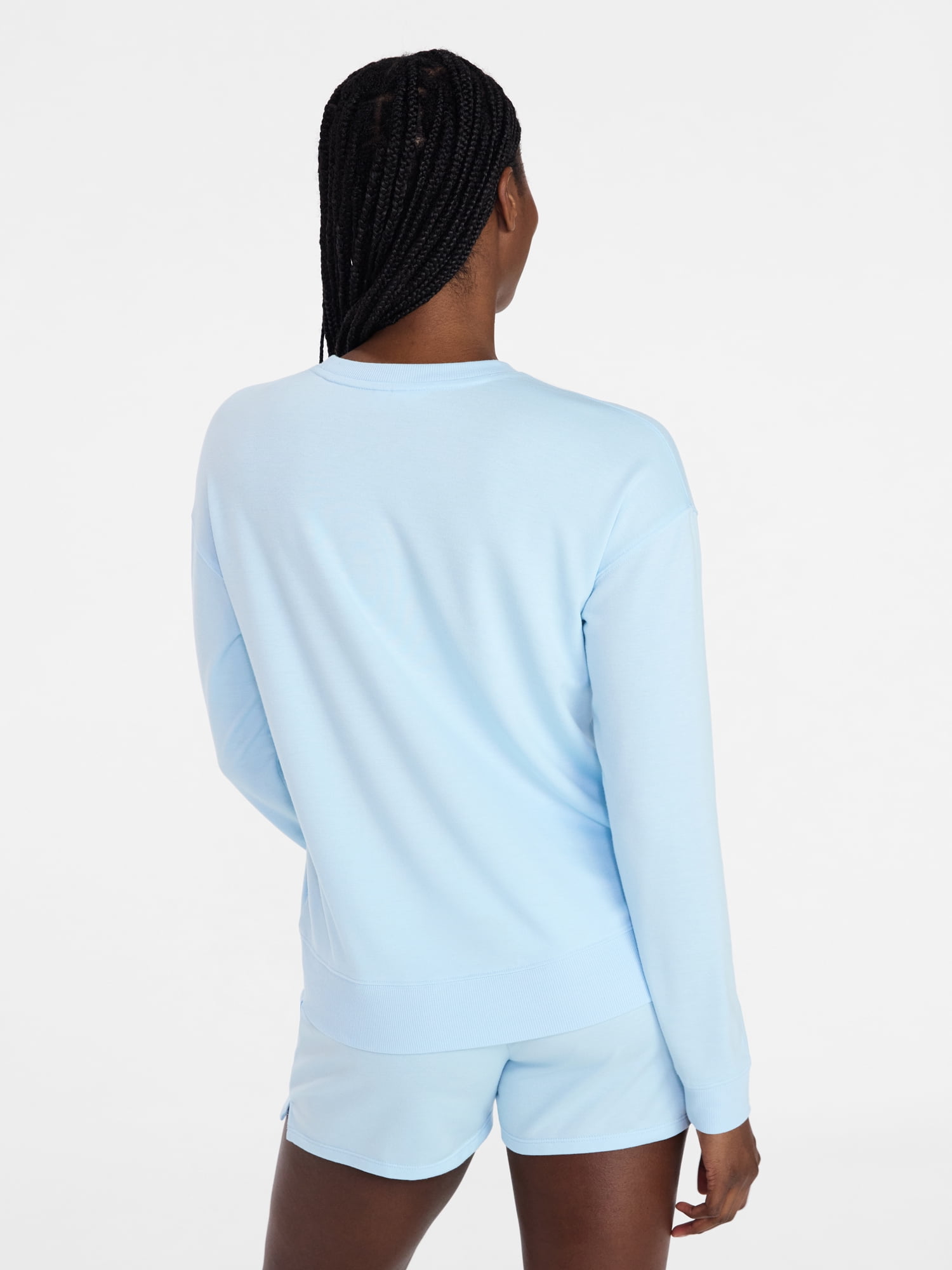 Joyspun Women's French Terry Knit Bridal Long Sleeve Sleep Top, Sizes XS to 3X
