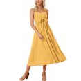 thumbnail image 2 of INSPIRE CHIC Women's 2024 Summer Boho Maxi Dress Casual Sleeveless Spaghetti Strap Tied Waist Flowy Long Maxi Dress XS Yellow, 2 of 5