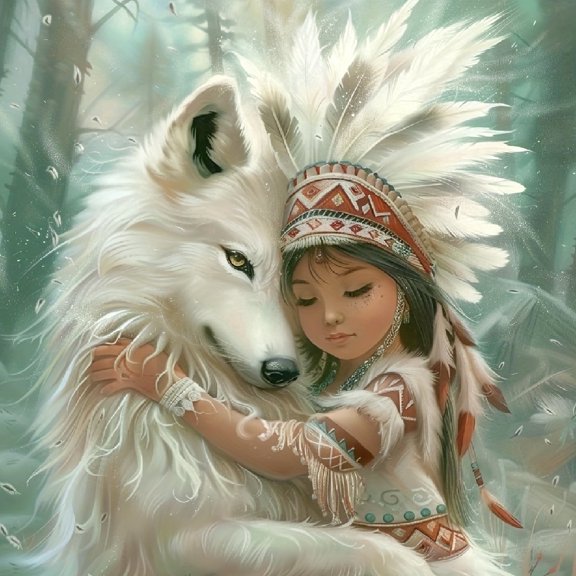 BYGFHLYW Diamond Art Painting Kits for Adults,Indian Wolf 5D Diamond Painting Dots Art Kits for Adults Beginner, DIY Full Round Gem Crystal Art Paint by Diamond, Home Wall Decor 14x 14 in