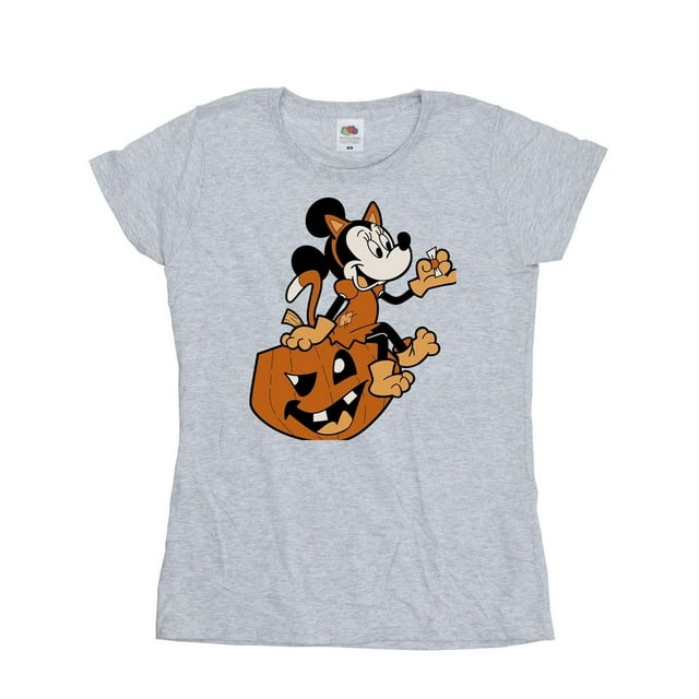 Mickey Mouse Womens Minnie Mouse Cat Cotton Halloween T-Shirt
