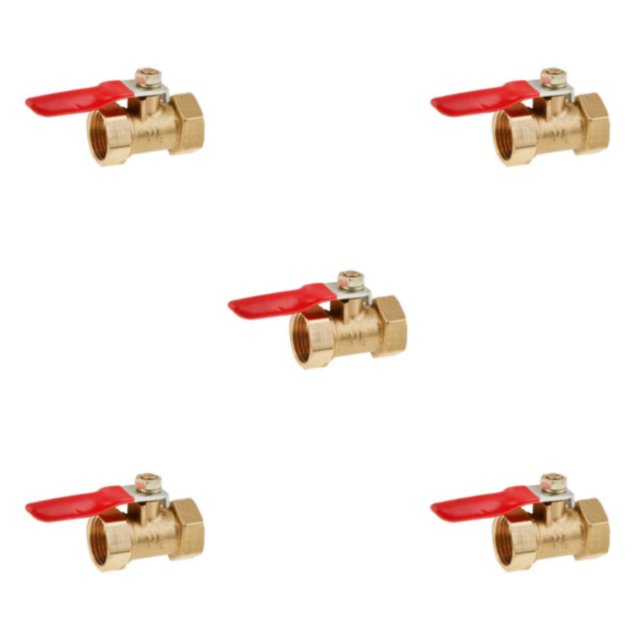 mmirethe Divers Type Robinet à Boisseau Sphérique Fileté en Laiton FF 16mm Rouge 5Set