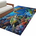 thumbnail image 2 of 3'x5' Area Rugs, Blue Sea Turtle Ocean Indoor Outdoor Area Rug for Living Room Bedroom, Colorful Coral Sea Underwater Washable Bathroom Rugs Kitchen Floor Carpet Mats Home Decor Aesthetic, 2 of 8