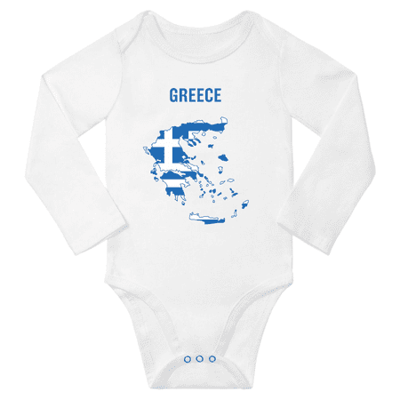 

Greece Flag Map Baby Long Slevve Bodysuit Jumpsuits (White 12-18 Months)