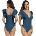 thumbnail image 5 of Zoeecloth One Piece Swimsuits for Women Ruffle V Neck Ruched Tummy Control Bathing Suits S-XL, 5 of 9